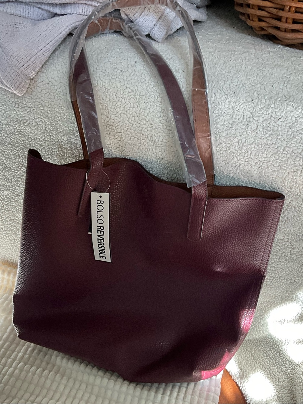 George Reversible Maroon/Tan Tote Bag